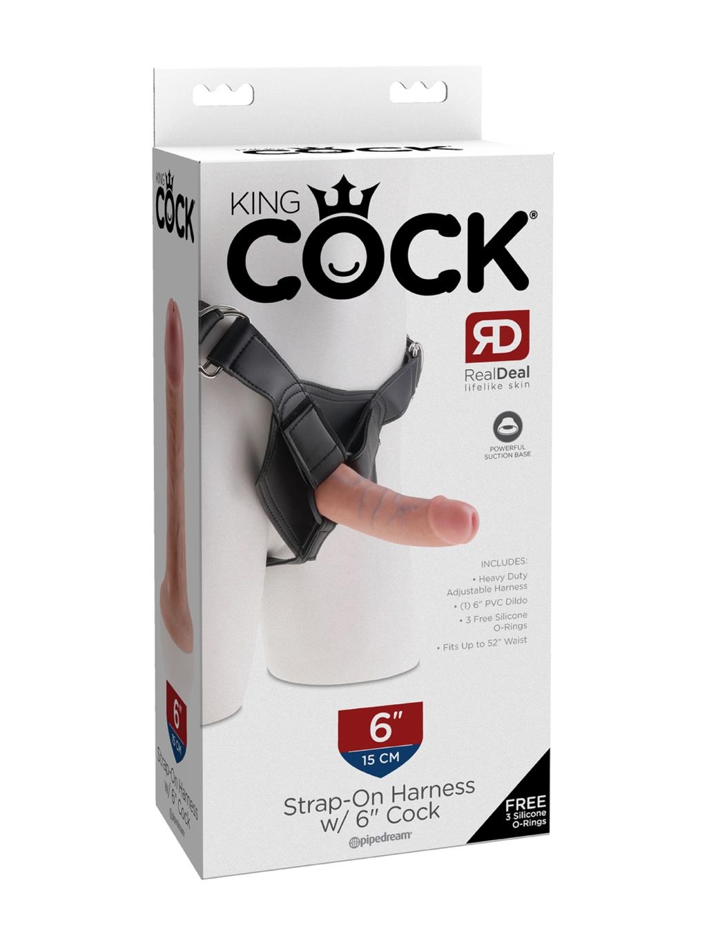 King Cock Strap-On Harness with 6 Inch Cock - Light